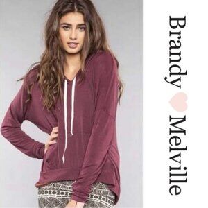 Brandy Melville | Maroon Layla Hoodie | Size One Size